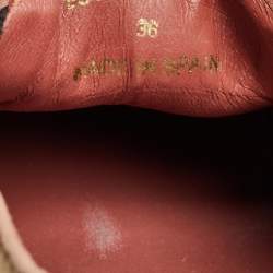 Burberry Pink Suede and Check Canvas Gauden Sneakers Size 36