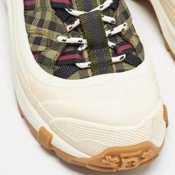 Burberry Green Canvas and Rubber Arthur Lace Up Sneakers Size 41