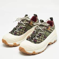 Burberry Green Canvas and Rubber Arthur Lace Up Sneakers Size 41