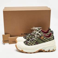 Burberry Green Canvas and Rubber Arthur Lace Up Sneakers Size 41