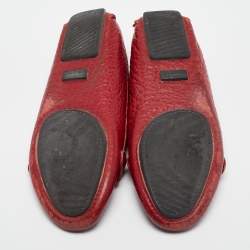 Burberry Red Grain Leather Signature Loafers Size 38