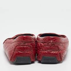 Burberry Red Grain Leather Signature Loafers Size 38