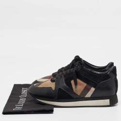 Burberry Black/Beige Supernova Canvas and Leather  Low Top Sneakers Size 38.5
