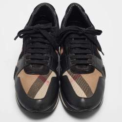 Burberry Black/Beige Supernova Canvas and Leather  Low Top Sneakers Size 38.5