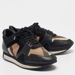Burberry Black/Beige Supernova Canvas and Leather  Low Top Sneakers Size 38.5