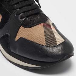 Burberry Black/Beige Supernova Canvas and Leather  Low Top Sneakers Size 38.5