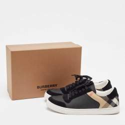 Burberry Black House Check Canvas and  Leather Reeth Low Top Sneakers Size 41