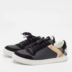 Burberry Black House Check Canvas and  Leather Reeth Low Top Sneakers Size 41
