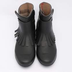 Burberry Black Rubber Fringe Trim Mot Boots Size 39