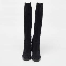 Burberry Black Suede Caitlin Knee Length Boots Size 39