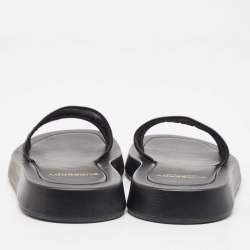 مملوكة مسبقًا Burberry Black Mesh and Leather Flat Sandals Size 39