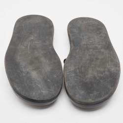 مملوكة مسبقًا Burberry Black Mesh and Leather Flat Sandals Size 39