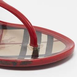 مملوكة مسبقًا Burberry Red Jelly Thong Flat Sandals Size 38