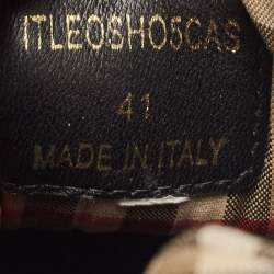 Pre Owned Burberry Brown Canvas and Leather Lace Up Sneakers Size 41