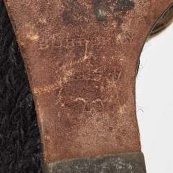 Pre Owned Burberry Brown/Beige Canvas and Leather Wedge Sandals Size 40