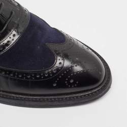 Burberry Black Navy Blue Leather and Suede Brogues Oxford Size 39