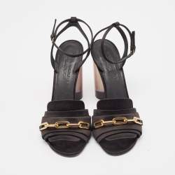 Burberry Black Satin Ankle Strap Sandals Size 40