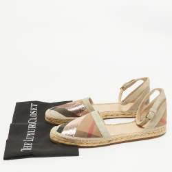 Burberry Multicolor Canvas and Suede Abbingdon Espadrille Flats Size 41