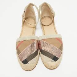 Burberry Multicolor Canvas and Suede Abbingdon Espadrille Flats Size 41