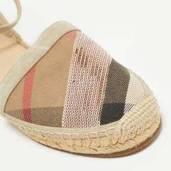 Burberry Multicolor Canvas and Suede Abbingdon Espadrille Flats Size 41