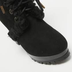 Burberry Black Suede and Fur Ankle Length Boots Size 36