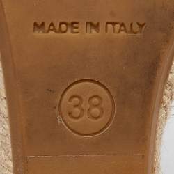 Pre Owned Burberry Brown/Beige Nova Check Canvas and Leather Espadrille Wedge Sandals Size 38