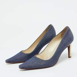 Burberry Blue Denim Fabric Pointed Toe Pumps Size 38