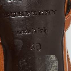 Burberry Brown Nova Check Coated Canvas and Leather Slingback Sandals Size 40