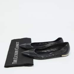 Burberry Black Laser Cut Leather Bradshaw Pointed Toe Flats Size 38