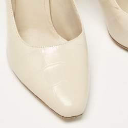 Burberry Cream Croc Embossed Leather Wiltkin Pumps Size 39