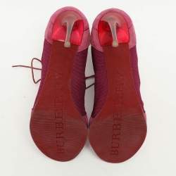 Burberry Pink Mesh and Satin Peep Toe Lace Up Booties Size 39
