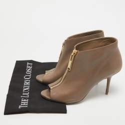 Burberry Brown Leather Zip Up Booties Size 39.5