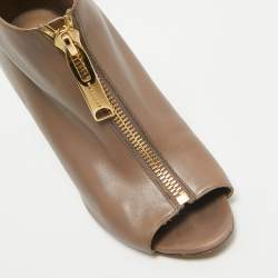 Burberry Brown Leather Zip Up Booties Size 39.5
