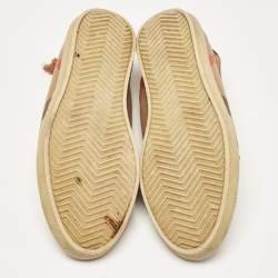 Burberry Brown/Beige Canvas and Leather Low Top Sneakers Size 37