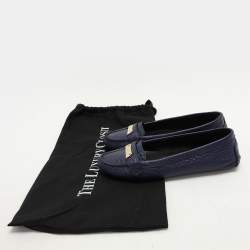 Burberry Blue Leather Embellished Loafers Size 37