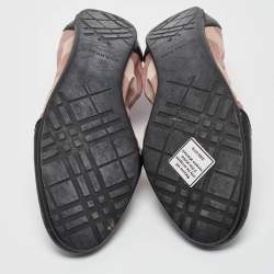 Burberry Pink/Black Check Fabric and Leather Scrunch Ballet Flats Size 36.5