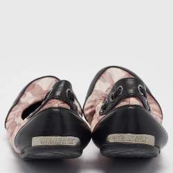 Burberry Pink/Black Check Fabric and Leather Scrunch Ballet Flats Size 36.5