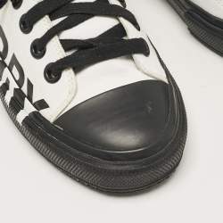 مملوكة مسبقًا Burberry White/Black Fabric Larkhall Logo Low Top Sneakers Size 38