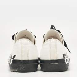 مملوكة مسبقًا Burberry White/Black Fabric Larkhall Logo Low Top Sneakers Size 38