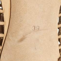 مملوكة مسبقًا Burberry Beige  Cut Out Leather Open Toe Booties Size 39