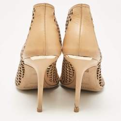 مملوكة مسبقًا Burberry Beige  Cut Out Leather Open Toe Booties Size 39