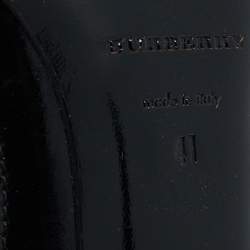Pre Owned Burberry Black/Beige Canvas and Patent Leather Peep Toe Pumps Size 41