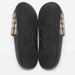 Burberry Beige/Brown Check Rubber Pool Slides Size 35