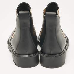 Burberry Black Leather Vintage Check Allostock Chelsea Boots Size 41.5