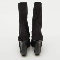 Burberry Black Knit Stretch Fabric Kimberley Pointed Toe Ankle Boots Size 37