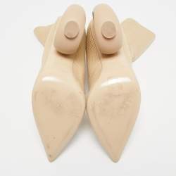 Pre Owned Burberry Beige Knit Fabric Sculpted Heel Ankle Length Boots Size 39