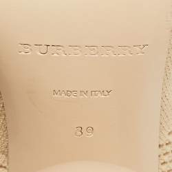 Pre Owned Burberry Beige Knit Fabric Sculpted Heel Ankle Length Boots Size 39