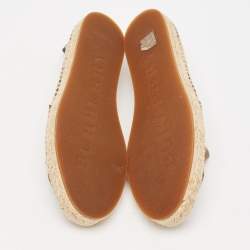 Burberry Beige/Black House Check Fabric and Leather Espadrille Flats Size 38