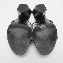 Burberry Black Canvas and Leather Honour Slide Sandals Size 38.5