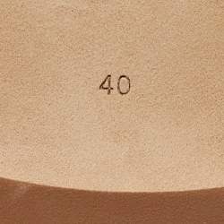 Pre Owned Burberry Beige Laser Cut Patent Leather Adenvale Ankle Strap Sandals Size 40